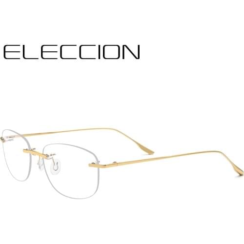 ELECCION Vintage Oval Rimless Eyewear Men Titanium Design Ltaly European Optical Prescription Eyeglasses Women Glasses Frame