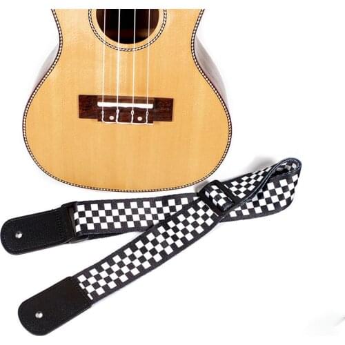 [ HOT Sale ] Electric Guitar Strap Black White Plaid Acoustic Guitar Strap Ukulele Bass Strap Guitar Accessories