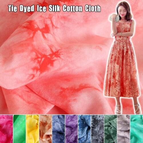 140X50cm Tie-dye Ice Silk Cotton Anti-wrinkle Fabric Breathable Dyed Material for Summer Dress Pants Costume Handmade Craft