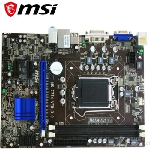 For MSI H61M-S26 V3 Desktop Computer Motherboard LGA 1155 DDR3 For Intel H61 H61M Desktop Mainboard SATA II Used