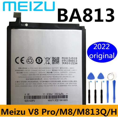 100% High Quality Original 3100mAh BA813 Battery Replacement Batteries Parts For Meizu V8 Pro M813Q Cell Phone