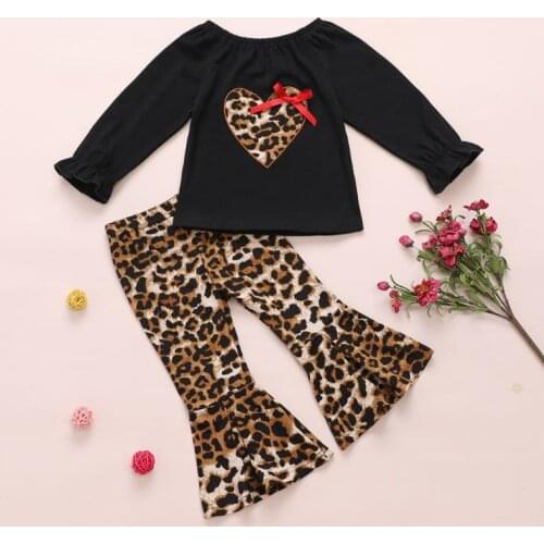 Melario Fashion Children Clothes Autumn Baby Girls Clothing Casual T-shirt Pants 2 Piece Set Leopard Toddler Fashion Costume