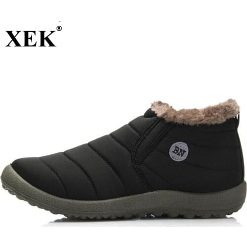 XEK Winter Plush Men Women Snow Boots Keep Warm Sneakers Male Comfortable Running Shoes Walking Outdoor Sport Trainers JH75