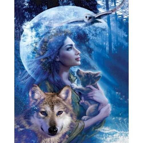 Wolf Diy Painting By Number Girl Coloring By Numbers Seaside HandPainted Acrylic Paint For Adult Kit Gift Painted Home Decor Art