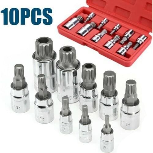 10pcs Set XZN 12 Point Spline Bit Socket S2 Steel 4-18mm Auto Car Anti-Rust Ratchets Wrench Hand Tools High Hardness