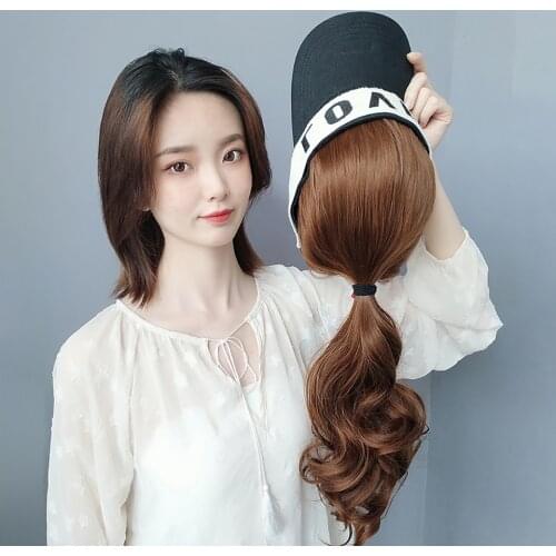 Natural Fake Hair Ponytail Extension Wig wiht Color Hat Travel Beach Shade Baseball Cap All-in-one Easy to Wear Hat WigKYK00540