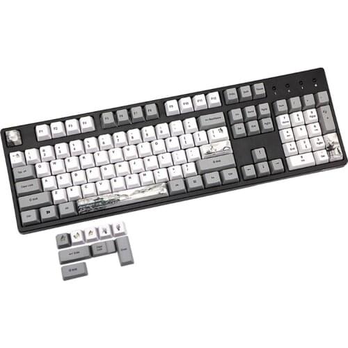 113 Key Ink Landscape Keycap OEM PBT ANIS Layout Keycaps Full Set Mechanical Keyboard Keycaps PBT Dye-Sublimation Keycap