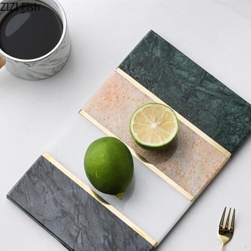Natural Marble Rectangular Tray Tea Set Tableware Storage Tray Hotel Restaurant Service Tray Home Bathroom Supplies Storage Tool