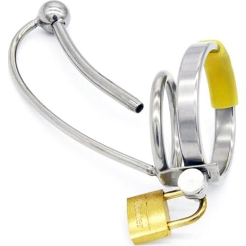 Stainless Steel Chastity Lock Urethral Sound Dilators Cock Rings Sounding Penis Plug Sex Toys For Men Urethra Plug Masturbator