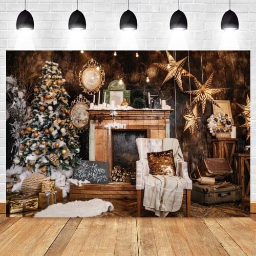 Christmas Backdrop Tree Fireplace Star Room House Photography Background Photo Studio Vinyl Photophone Photozone Photocall Prop