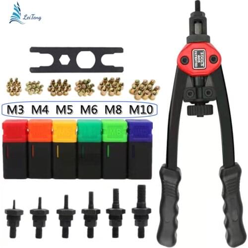 Hand Threaded Rivet Nuts Guns with Nuts 605/606 Double Insert Manual Riveter Riveting Rivnut Tool for M3/M4/M5/M6/M8/M10 Nut