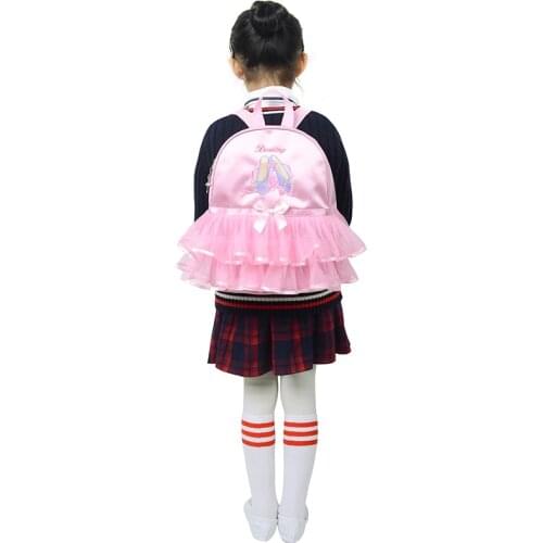 Girl Ballet Dance Bag For Girls Pink Kid Dancing Bag Students School Backpack Shoulder Lace Embroidery Bag Dance