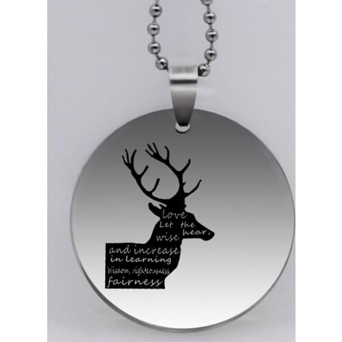 Ufine Christmas gift for dad jewelry glass mustache best father pendant army card stainless steel custom necklace N4576