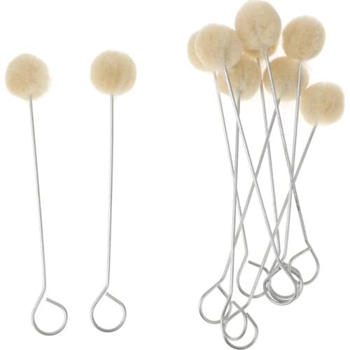Pack of 10 Wool Daubers with Metal Handle for Leather Dyes Sealers Processing Wool Ball Leathercraft Tool