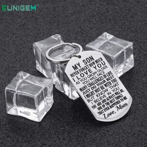 Inspirational Keychain Gift To Son from Mom-Never Forget How Much I Love You Gift Keychain for Teen Boy from Mother Stepmom