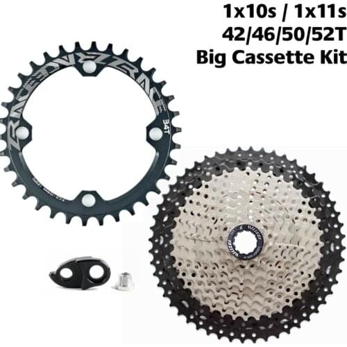 ZRACE Chainring 32T / 34T / 36T / 38T + Cassette 42T / 46T / 50T / 52T, 1x10 speed / 1x11 Speed Big Cassette kit