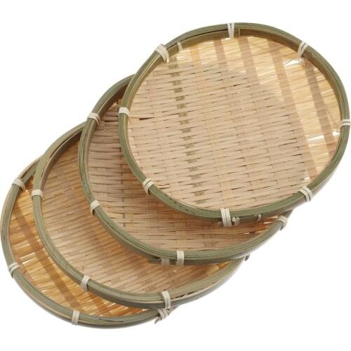 1 Set 4pcs Bamboo Woven Storage Plates Snack Candy Cookie Nuts Plates