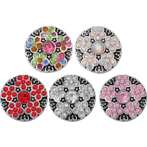 10pcs/lot New Snap Button Jewelry Flower 18mm Metal Snap Buttons Fit Snap Bracelet for Women Men Halloween Christmas Gift