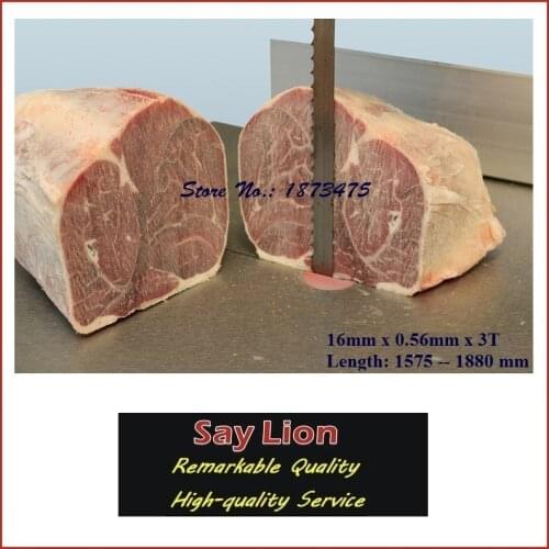 2pcs/lot; 16x0.56x3T; 1575/1610/1650/1680/1710/1753/1829/1840/1870/1880mm meat band saw, frozen bone cutting, butcher band saw