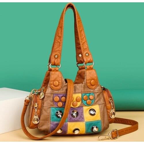 2021 New Designer Rivet Soft PU Leather Women Handbag Women Bags Luxury Female Shoulder Tote bag High Quality Lady Messenger Bag