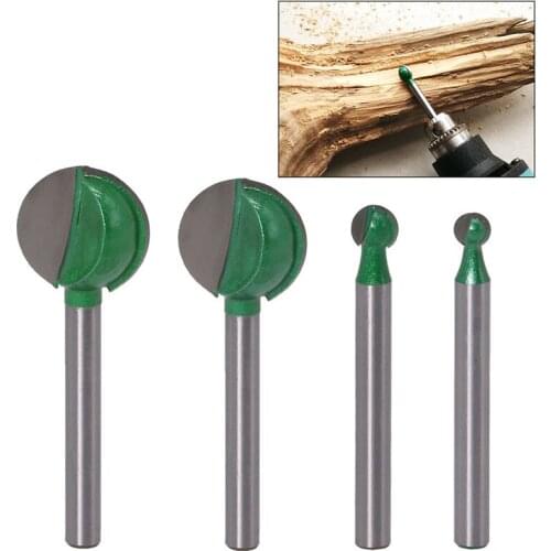 3mm/6mm Shank Ball Nose Round Carving Router Bit Cove CNC Milling Tool Radius Core Tungsten Carbide Router Bit for Wood Woodwork
