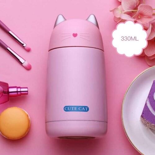 330ml New Thermos Cup Cartoon Cat Thermo Mug Drinkware Water Bottle Stainless Steel Vacuum Flask Cup Tumbler Leak-proof Tumbler