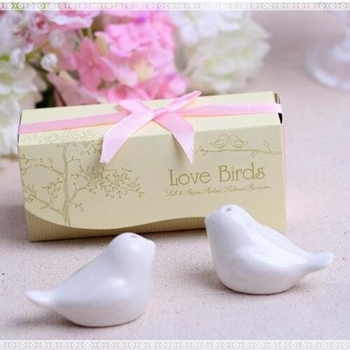 400pcs (200sets) Ceramics Love Bird Salt And Pepper Shaker Wedding Gifts For Guests articulos de fiesta Weding Souvenir