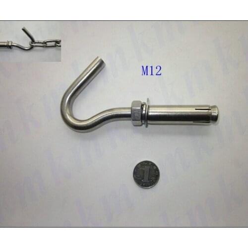 5PCS/Lot Size M12 Free Shipping Wholesale Standard Grade 8.8 Stainless Steel 304 Expansion Bolt Anchor With Hook
