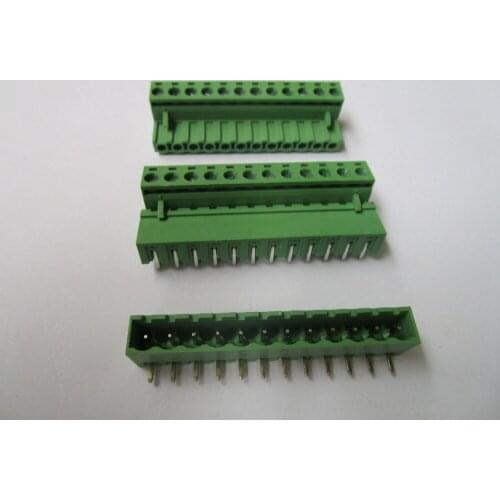 80 Pcs Close Angle 12 pin/way Pitch 5.08mm Screw Terminal Block Connector Green Color Pluggable Type With Angle pin