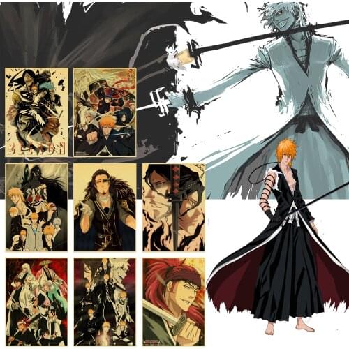 Anime Posters BLEACH Ichimaru Gin Byakuya Retro Poster Canvas Painting Wall Decor Posters Wall Art Picture Home Decor