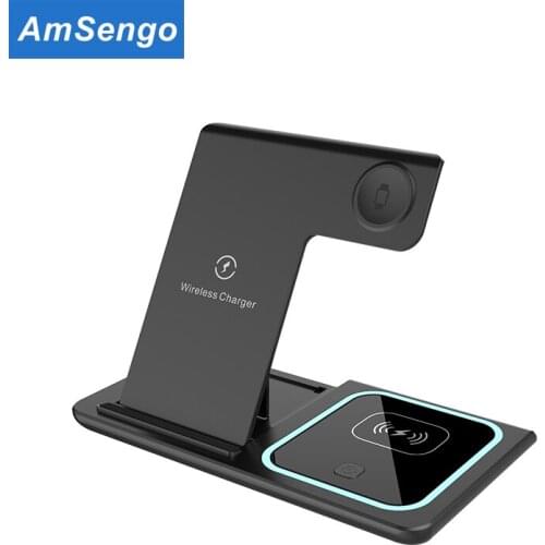 15W 4 in 1 wireless Fast charging for iPhone 12 11 for Samsung Stand for Apple Watch iWatch 6 5 4 3 Magsafe chargers AirPods Pro