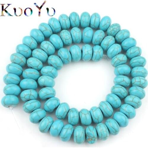 Natural Stone Turquoises Rondelle Beads Loose Spacer Beads For Jewelry Making Diy Charm Bracelet 15"inches 6/8/10/12mm Wholesale