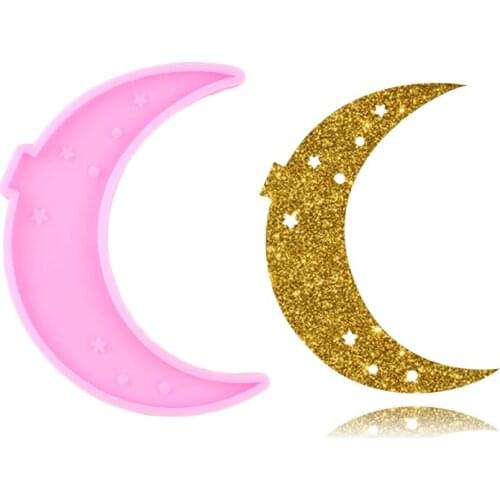 Shiny Glossy Moon Star Epoxy Craft Silicone Keychain Mold Handmade Polymer Clay Mould Necklace Charms Making Jewelry Resin Molds