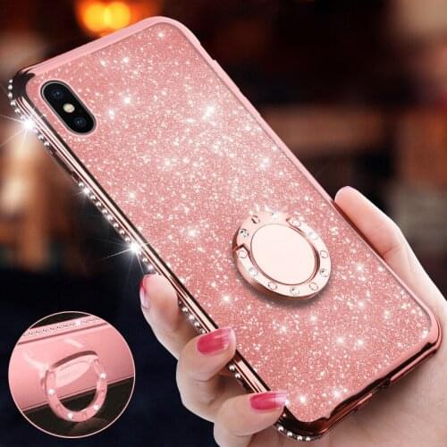 Glitter Diamond Magnetic Finger Ring Kickstand Case For iPhone X XS Max XR 8 7 6S Plus Cover Phone Ring for iPhone 12 11 Pro