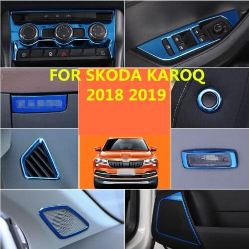 For SKODA KAROQ 2018 2019 Car Interior Full Mouldings Trim Sticker Car Covers Stainless Steel Car Accessorie Interior decoration