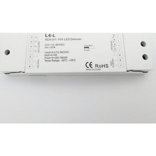 20PCS 5A*4CH 12-36VDC CV 0/1-10V Dimming Driver L4-L 4 in 4 out Constant voltage dimmer driver Dimming Driver for Engineering