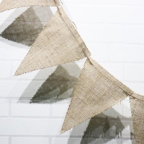 Jute Fabric Burlap Bunting Banner Pennant For DIY Birthday Wedding Party Photography Prop Decoration Hot