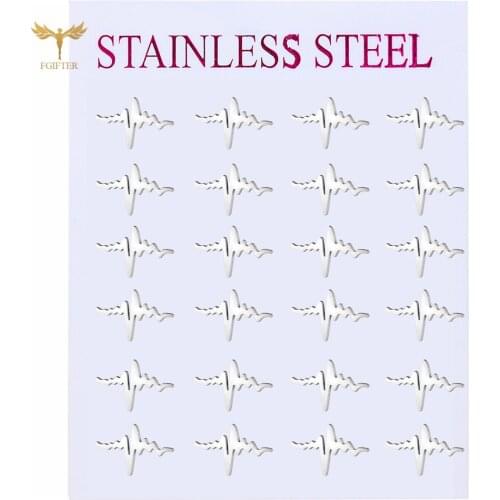 FGifter Jewelry Sweet Girl ECG Stud Earrings Stainless Steel Stud Piercing Ring Fashion Trend Womens Jewelry Wholesale