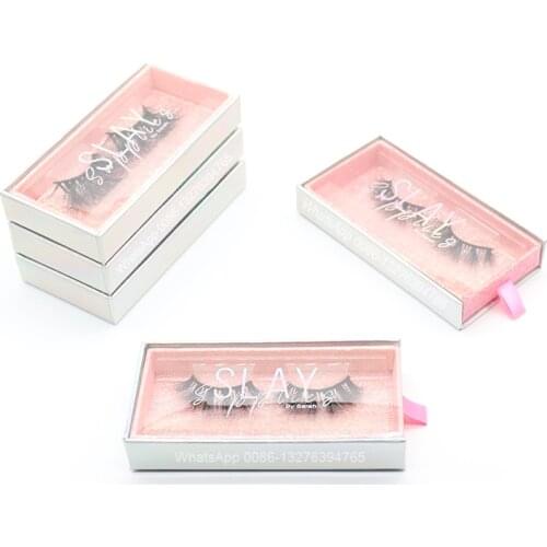 Holographic Transparent Pink Glitter Drawer Eyelash Box Wholesale Mink Lashes With Case Custom Lashbox Packaging With Logo