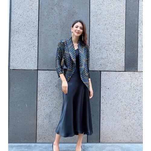 HOT SELLING fashion stripe the turn-down collar wild style irregular coat IN STOCK