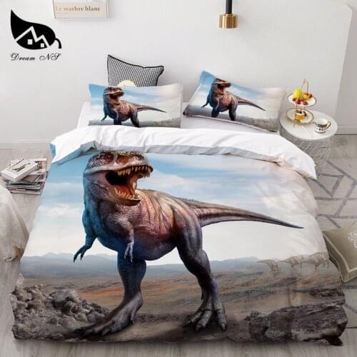 3Pcs New Classical Dinosaur Pattern Home Textiles Bedding Set Bedclothes King Cover Pillowcase Comforter Bedding Sets Bed Linen