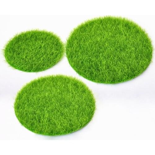 Mini Round Artificial Lawn Base Miniature Fairy Garden Home Wedding Decoration Craft Micro Landscaping Decor DIY Gift