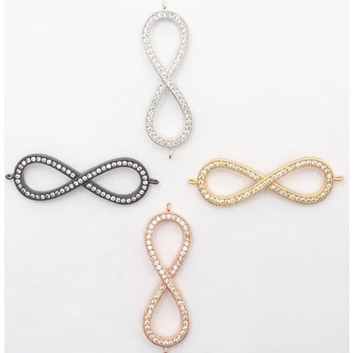 Copper Bottom Zircon Micro-inlaid Figure Eight Necklace Earrings Bracelet Connector Jewelry Looking for Making