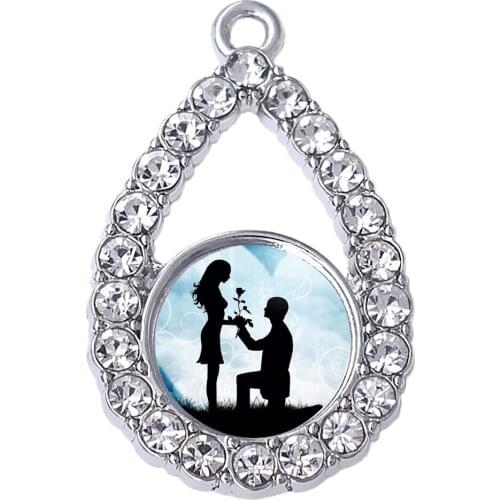 Fashion romantic couple confession pattern sticker metal charm FIT DIY Valentines Day love gift souvenir jewelry
