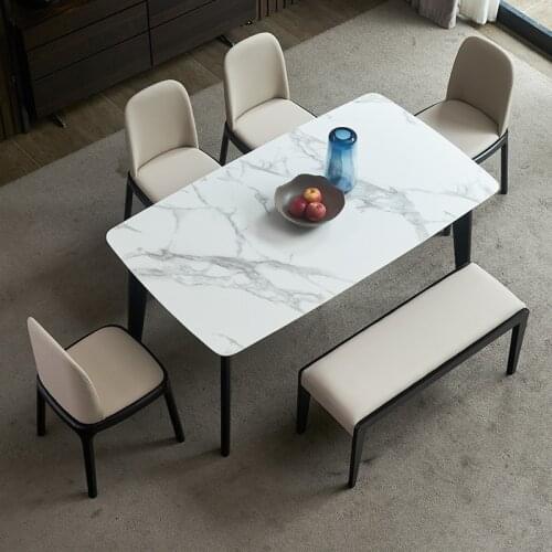 Nordic marble table, small family, simple modern light luxury living room, rock plate dining table and chair
