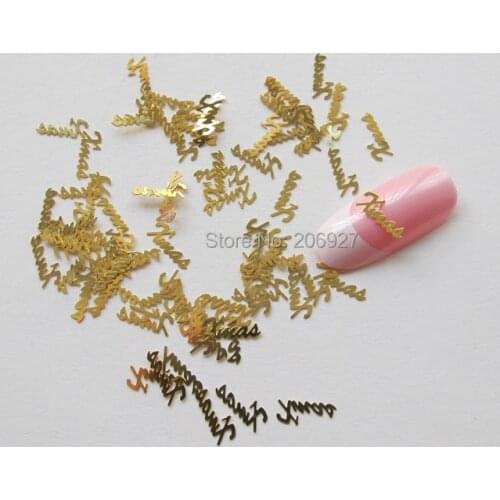 MS76 100pcs Gold Cute Xmas Deco Nail Art Metal Sticker Nail Art Decoration Non-adhesive Sticker