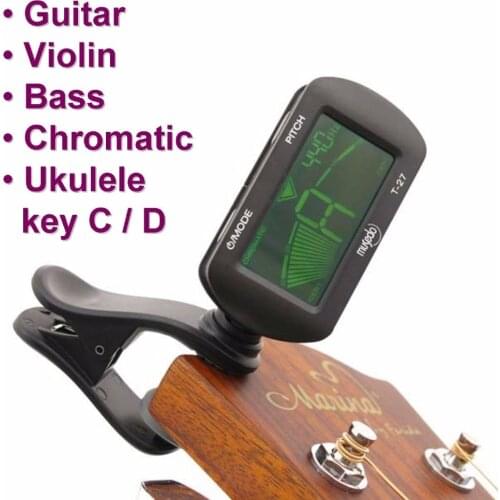 Musedo T-27 Tiny Chromatic Clip on Digital Guitar, Bass or Violin Tuner
