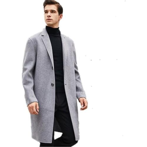 100% Wool Coat Autumn Winter Jacket Men Double-side Woolen Coat Streetwear Mens Jackets and Coats Plus Size XP032 MY1819