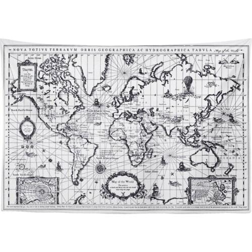 Nordic Style Tapestry Wall Hanging Aesthetic World Map Large White Tapestry Simple College Dorm Wandteppich Room Decor EB50GT