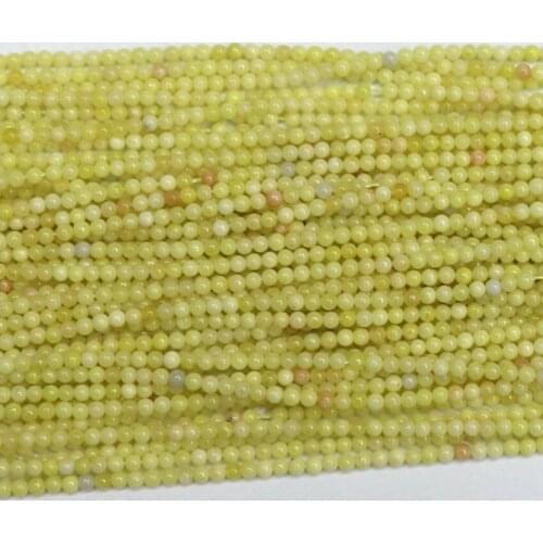 Natural lemon jades stone chalcedony 2mm 3mm round loose beads high quality jewelry loose spacers accessories beads 15inch B416